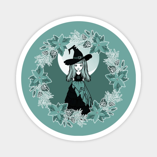 Winter Solstice Witch Yule Cheeky Witch® Magnet by Cheeky Witch